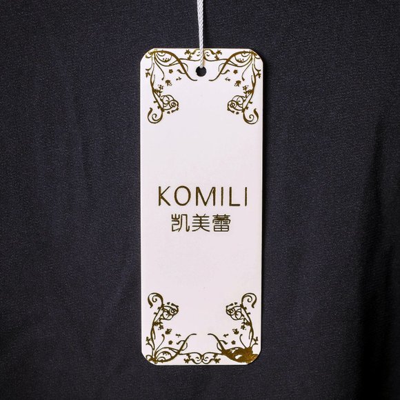 NWT KOMILI | Black Embroidered Tab-Sleeve V-Neck Swing Top - Large - Picture 9 of 9